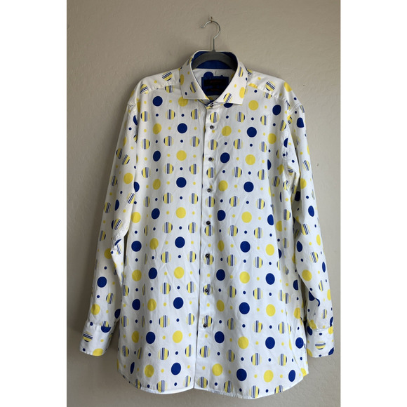 Axxess Mens 3XL Collared Long Sleeve Contemporary Geometric Modern Luxury Shirt - Picture 2 of 16